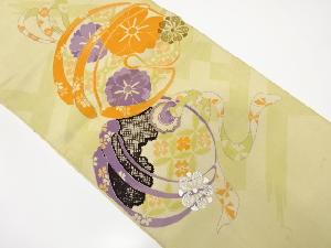 アンティーク　鈴に花模様刺繍丸帯（材料）